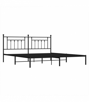 vidaXL Metal Bed Frame with Headboard Black 200x200 cm