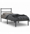 vidaXL Metal Bed Frame with Headboard Black 75x190 cm Small Single