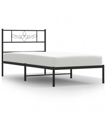 vidaXL Metal Bed Frame with Headboard Black 80x200 cm