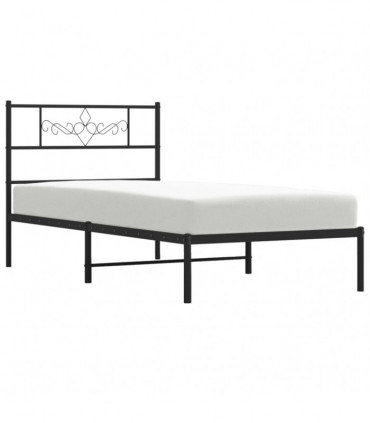 vidaXL Metal Bed Frame with Headboard Black 80x200 cm