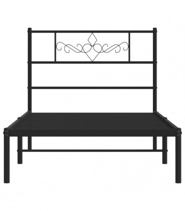 vidaXL Metal Bed Frame with Headboard Black 80x200 cm
