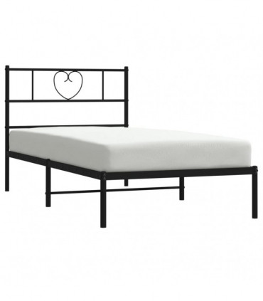 vidaXL Metal Bed Frame with Headboard Black 90x190 cm Single