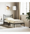 vidaXL Metal Bed Frame with Headboard Black 90x200 cm