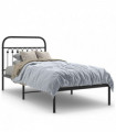vidaXL Metal Bed Frame with Headboard Black 90x200 cm