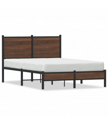 vidaXL Metal Bed Frame with Headboard Brown Oak 120x200 cm