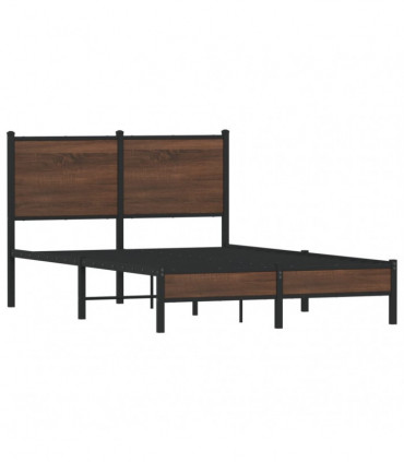 vidaXL Metal Bed Frame with Headboard Brown Oak 120x200 cm