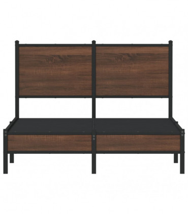 vidaXL Metal Bed Frame with Headboard Brown Oak 120x200 cm
