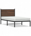 vidaXL Metal Bed Frame with Headboard Brown Oak 90x190 cm Single