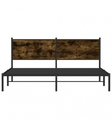 vidaXL Metal Bed Frame with Headboard Smoked Oak 183x213 cm