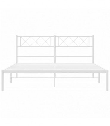 vidaXL Metal Bed Frame with Headboard White 120x190 cm Small Double
