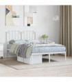 vidaXL Metal Bed Frame with Headboard White 120x200 cm