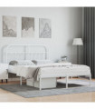 vidaXL Metal Bed Frame with Headboard White 140x190 cm