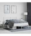 vidaXL Metal Bed Frame with Headboard White 140x190 cm