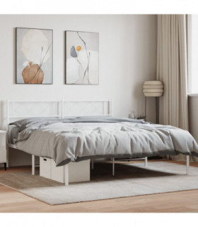 vidaXL Metal Bed Frame with Headboard White 140x200 cm