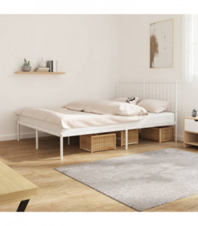 vidaXL Metal Bed Frame with Headboard White 140x200 cm