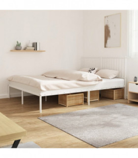 vidaXL Metal Bed Frame with Headboard White 160x200 cm
