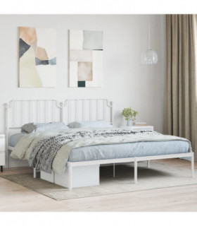 vidaXL Metal Bed Frame with Headboard White 160x200 cm