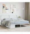 vidaXL Metal Bed Frame with Headboard White 160x200 cm