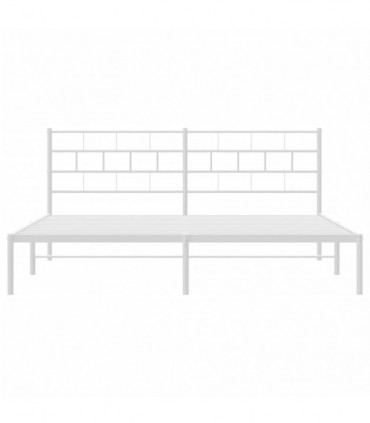 vidaXL Metal Bed Frame with Headboard White 180x200 cm Super King