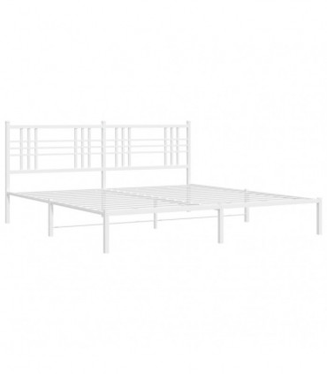 vidaXL Metal Bed Frame with Headboard White 183x213 cm