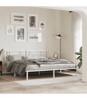 vidaXL Metal Bed Frame with Headboard White 183x213 cm