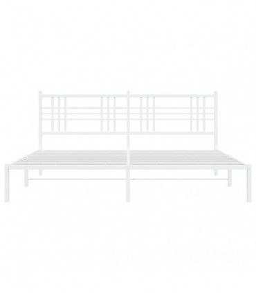 vidaXL Metal Bed Frame with Headboard White 183x213 cm