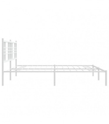 vidaXL Metal Bed Frame with Headboard White 183x213 cm