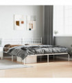 vidaXL Metal Bed Frame with Headboard White 193x203 cm
