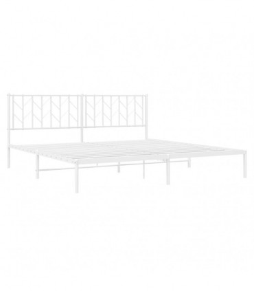 vidaXL Metal Bed Frame with Headboard White 193x203 cm
