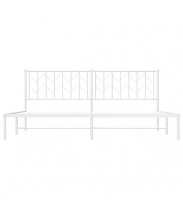 vidaXL Metal Bed Frame with Headboard White 193x203 cm