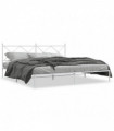 vidaXL Metal Bed Frame with Headboard White 193x203 cm