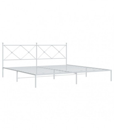 vidaXL Metal Bed Frame with Headboard White 193x203 cm