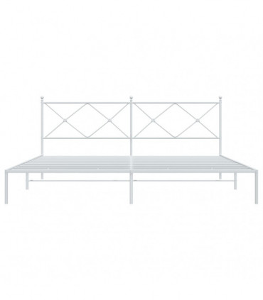 vidaXL Metal Bed Frame with Headboard White 193x203 cm