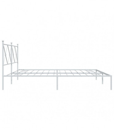 vidaXL Metal Bed Frame with Headboard White 193x203 cm