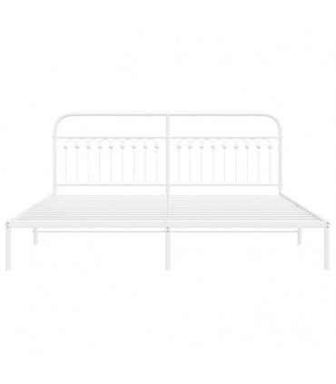 vidaXL Metal Bed Frame with Headboard White 193x203 cm