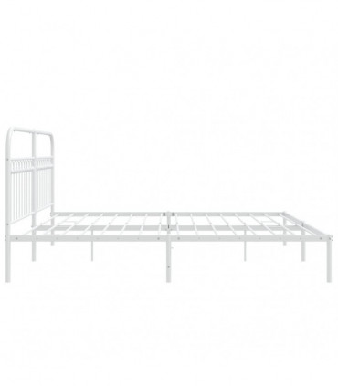 vidaXL Metal Bed Frame with Headboard White 193x203 cm