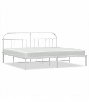 vidaXL Metal Bed Frame with Headboard White 200x200 cm