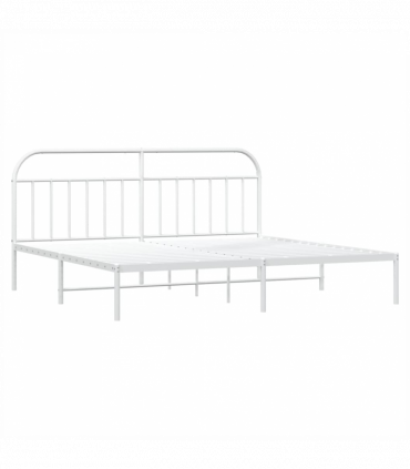 vidaXL Metal Bed Frame with Headboard White 200x200 cm