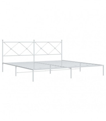 vidaXL Metal Bed Frame with Headboard White 200x200 cm