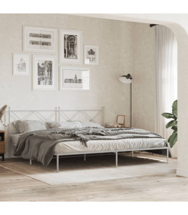 vidaXL Metal Bed Frame with Headboard White 200x200 cm