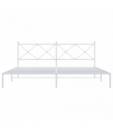 vidaXL Metal Bed Frame with Headboard White 200x200 cm