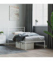 vidaXL Metal Bed Frame with Headboard White 75x190 cm Small Single