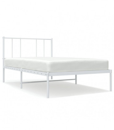 vidaXL Metal Bed Frame with Headboard White 90x190 cm Single