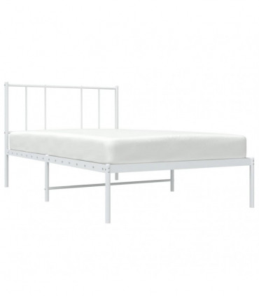 vidaXL Metal Bed Frame with Headboard White 90x190 cm Single