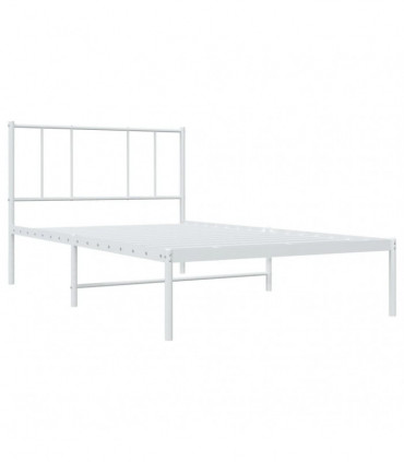 vidaXL Metal Bed Frame with Headboard White 90x190 cm Single