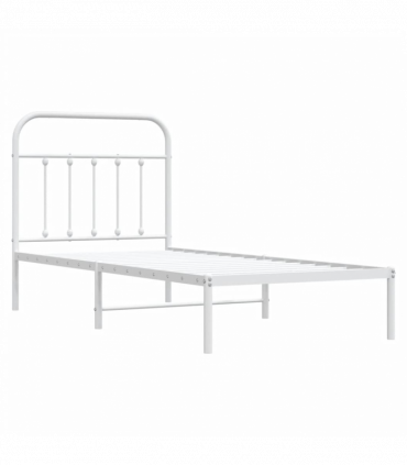 vidaXL Metal Bed Frame with Headboard White 90x190 cm Single