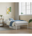vidaXL Metal Bed Frame with Headboard White 90x190 cm Single