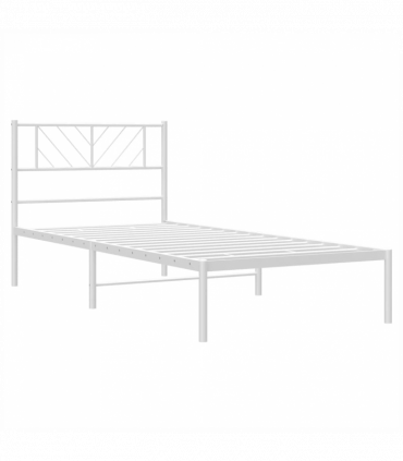 vidaXL Metal Bed Frame with Headboard White 90x190 cm Single