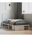 vidaXL Metal Bed Frame with Headboard White 90x200 cm