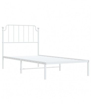 vidaXL Metal Bed Frame with Headboard White 90x200 cm